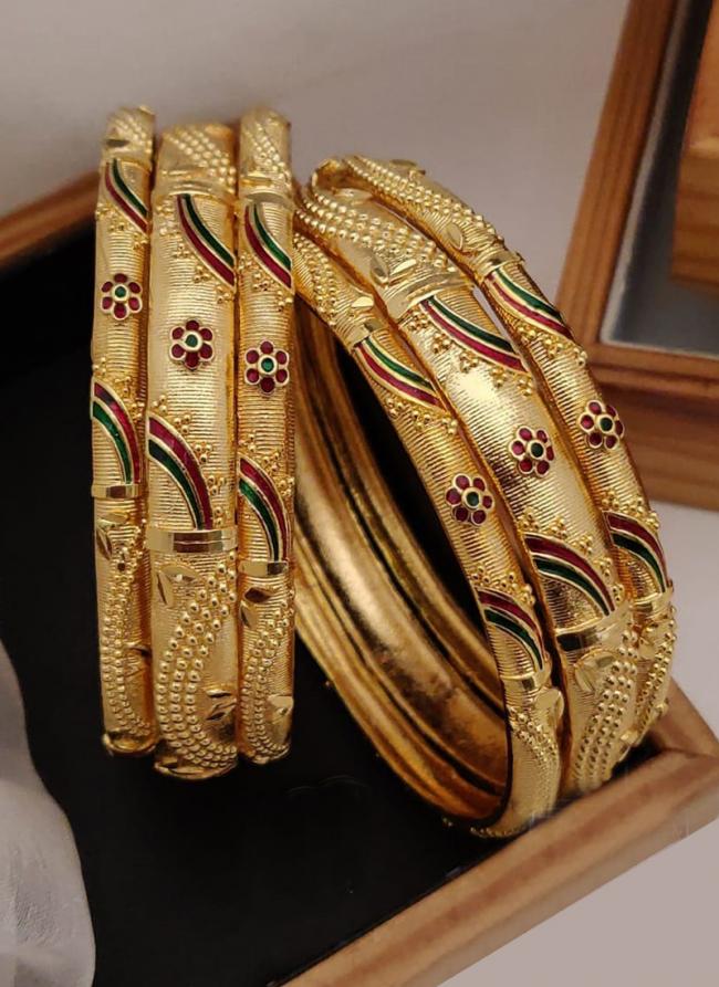 Traditional Brass High Gold Fancy Designer 6 pcs Bangles