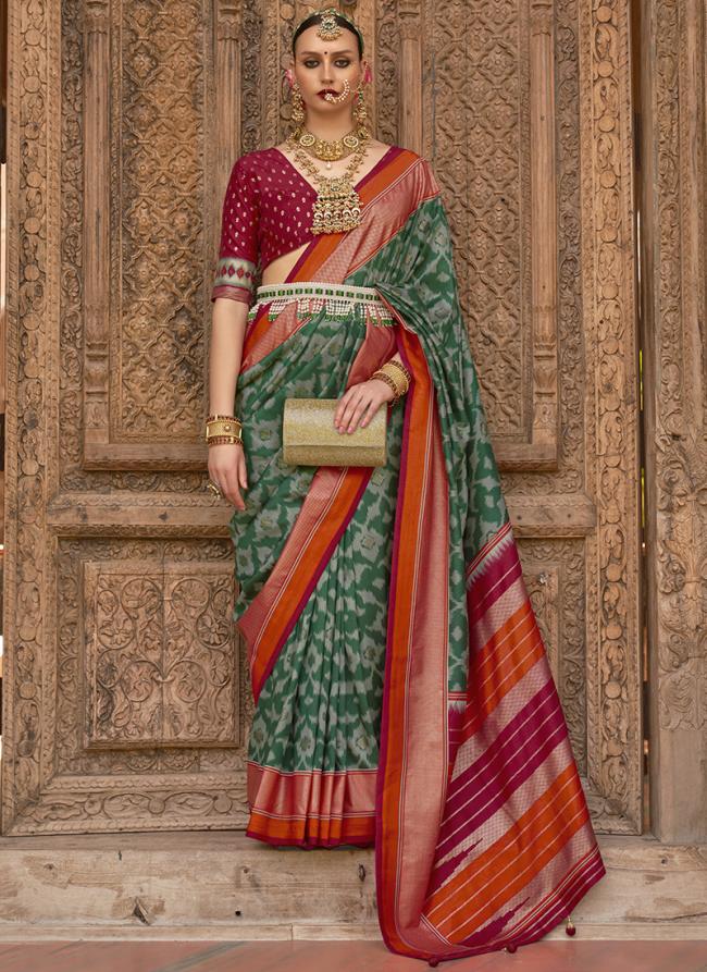 Green Silk Party Wear Weaving Saree