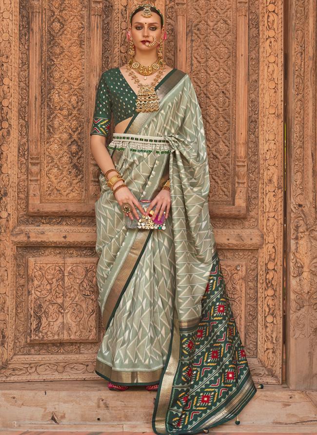 Pista Green Silk Party Wear Weaving Saree