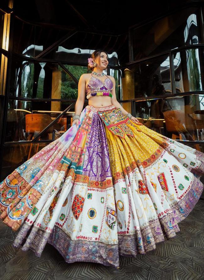 Multi Color Silk Navratri Wear Digital Printed Lehenga Choli