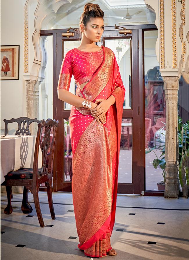 Dark Pink Banarasi Silk Traditional Wear Weaving Saree