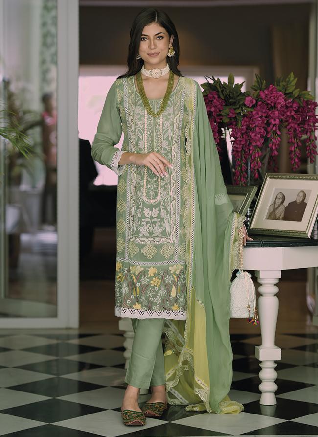 Pista Green Organza Silk Festival Wear Embroidery Work Readymade Salwar Suit