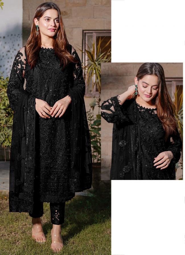 Black Georgette Traditional Wear Embroidery Work Pakistani Suit