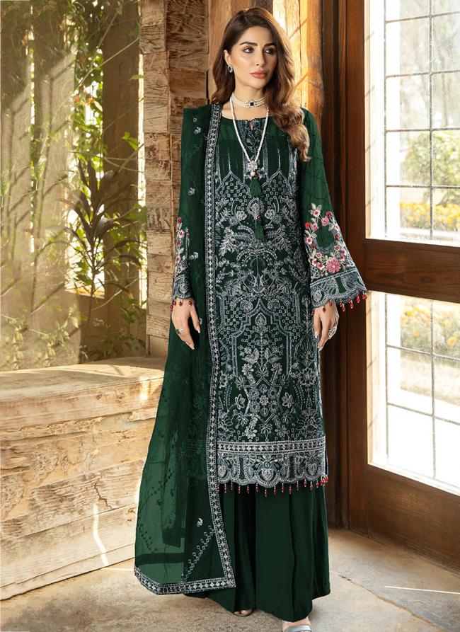 Green Georgette Traditional Wear Sequins Work Pakistani Suit