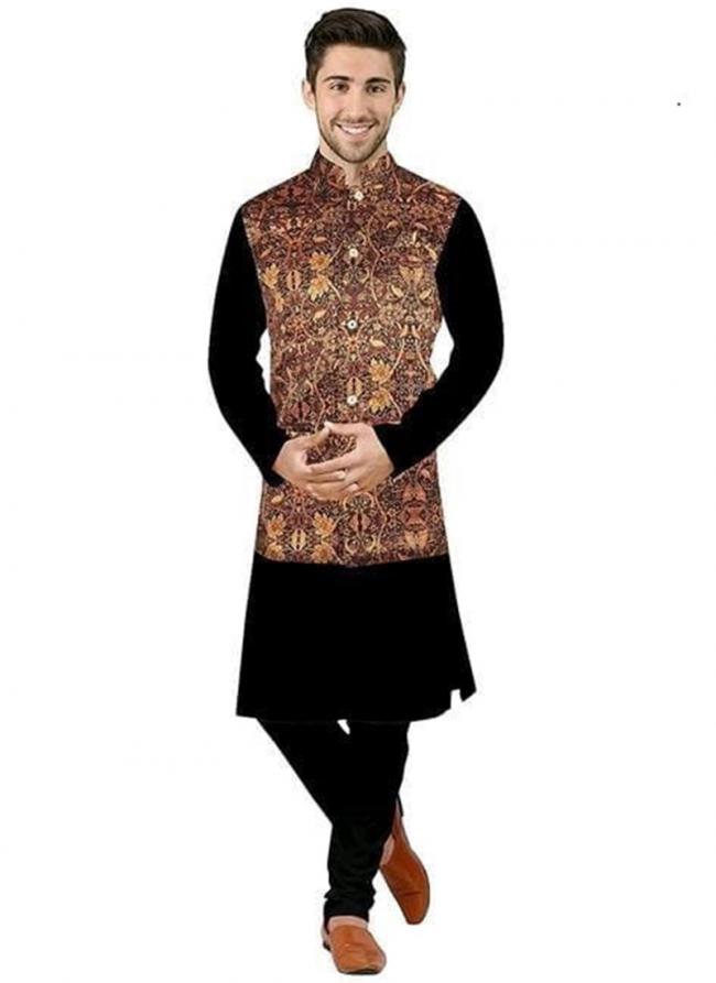 Brown Satin Silk Party Wear Digital Printed Modi Jacket