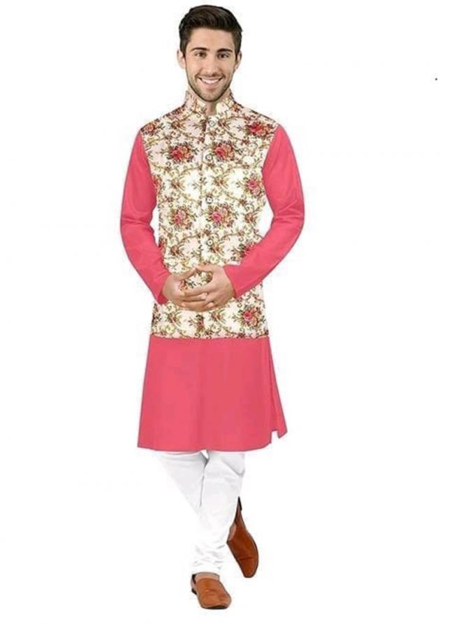 Off White Satin Silk Party Wear Digital Printed Modi Jacket