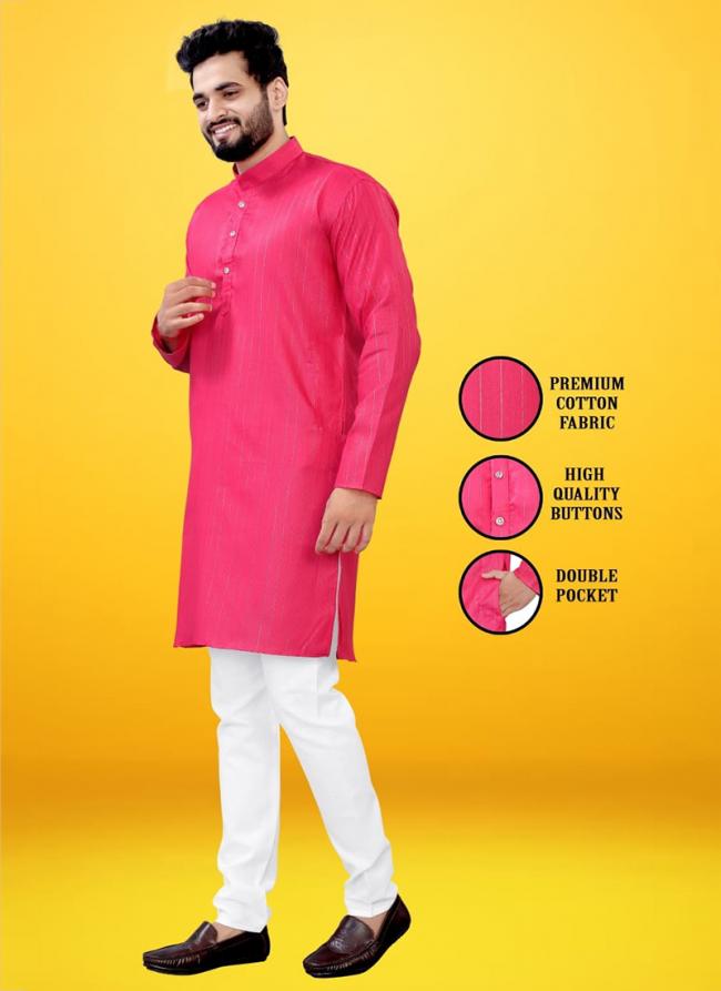 Pink Cotton Casual Wear Fancy Kurta