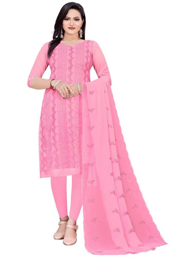 Pink Georgette Casual Wear Sequins Work Churidar Suit