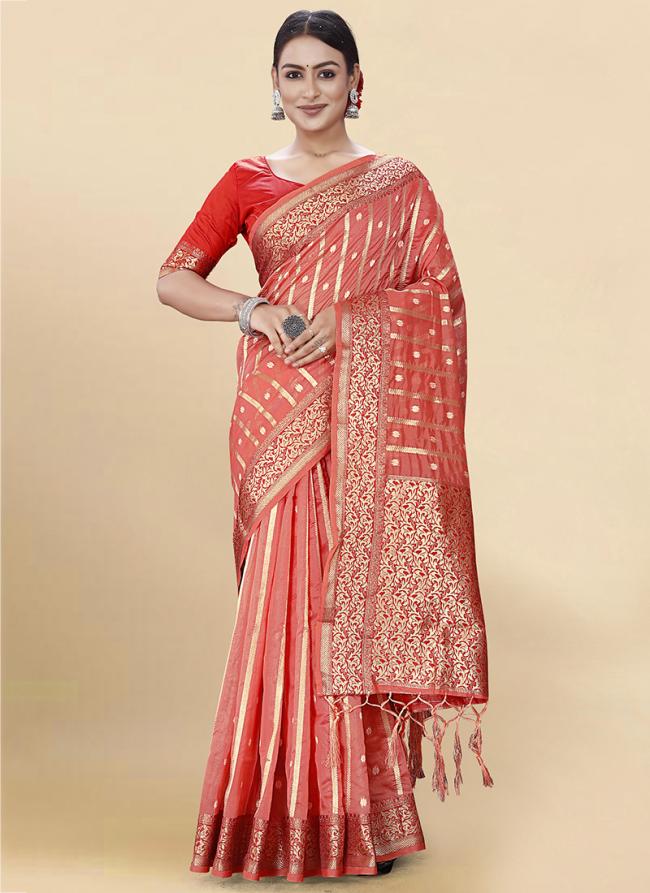 Gajri Soft Organza Traditional Wear Weaving Saree