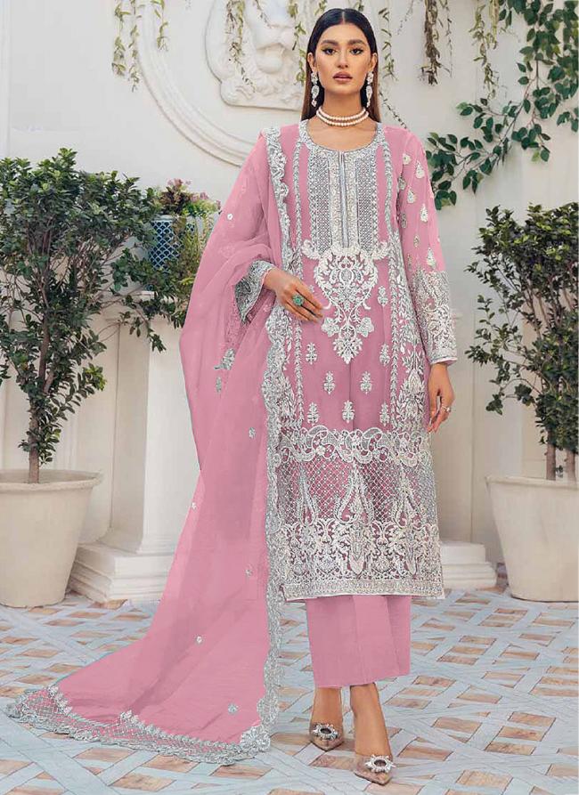 Pink Organza Festival Wear Sequins Work Pakistani Suit