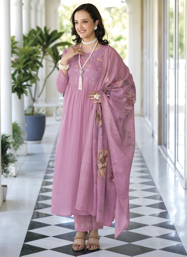 Pink Pure Cotton Party Wear Embroidery Work Readymade Salwar Suit