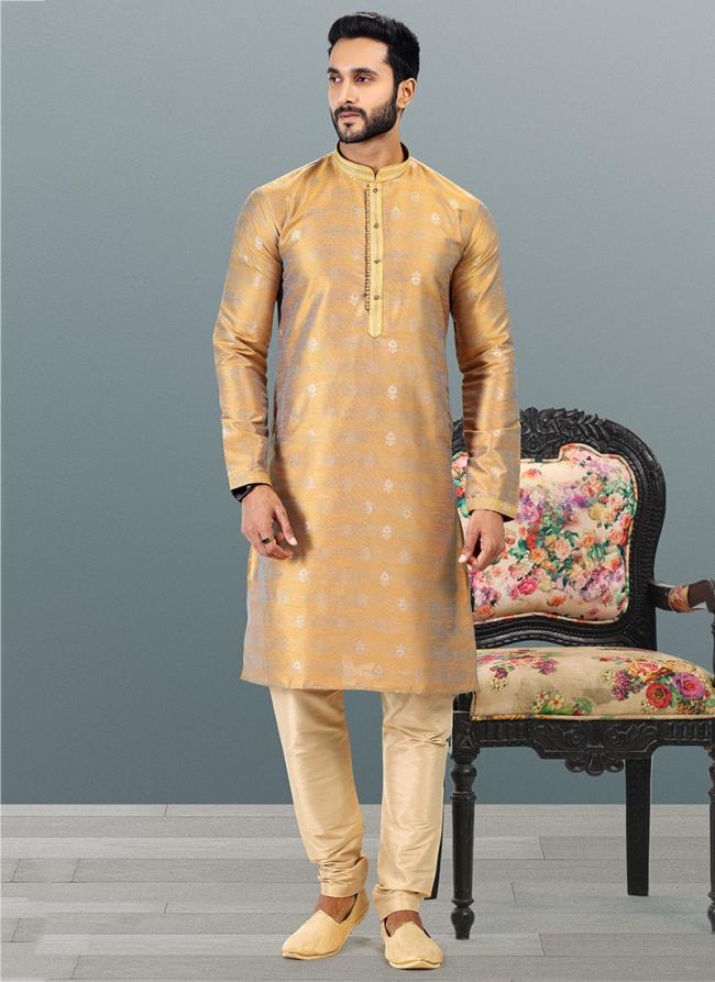 GOLD Banarasi Silk Festival Wear Jacquard Kurta Pajama