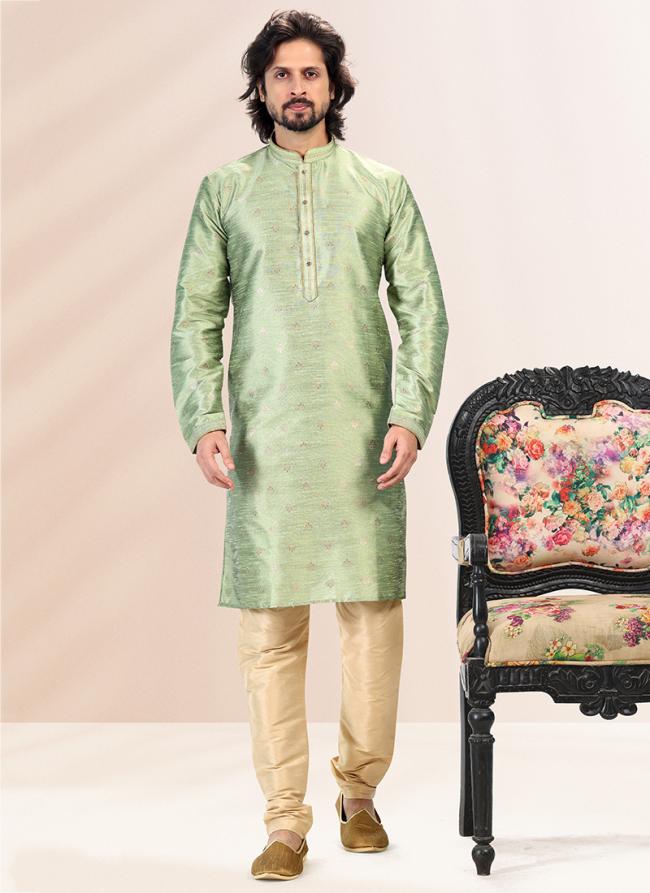 GREEN Banarasi Silk Festival Wear Jacquard Kurta Pajama