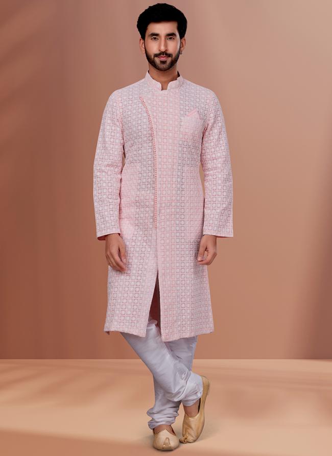 Pink Georgette Festival Wear Embroidery Work Kurta Pajama