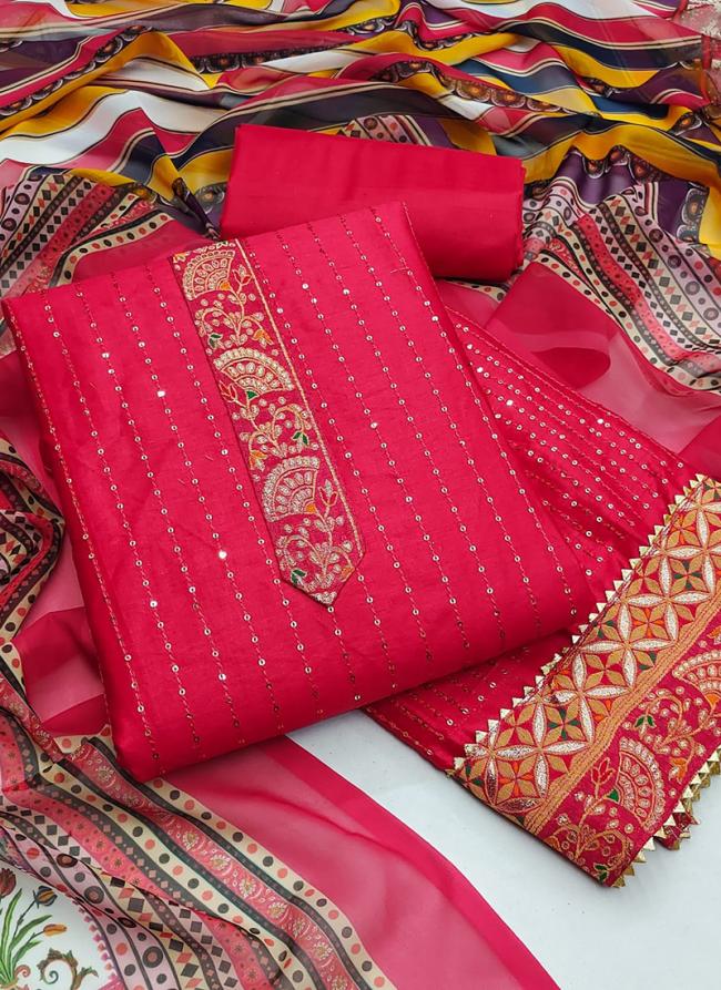 Rani Cotton Festival Wear Sequins Work Dress Material