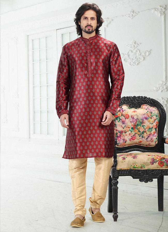 Light Grey Banarasi Silk Traditional Wear Digital Printed Kurta Pajama