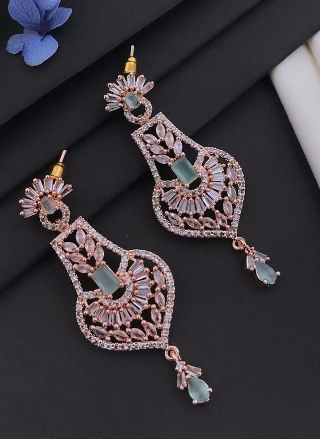 Exclusive Premium Quality Designer Fancy Rose Gold American Diamond Earrings