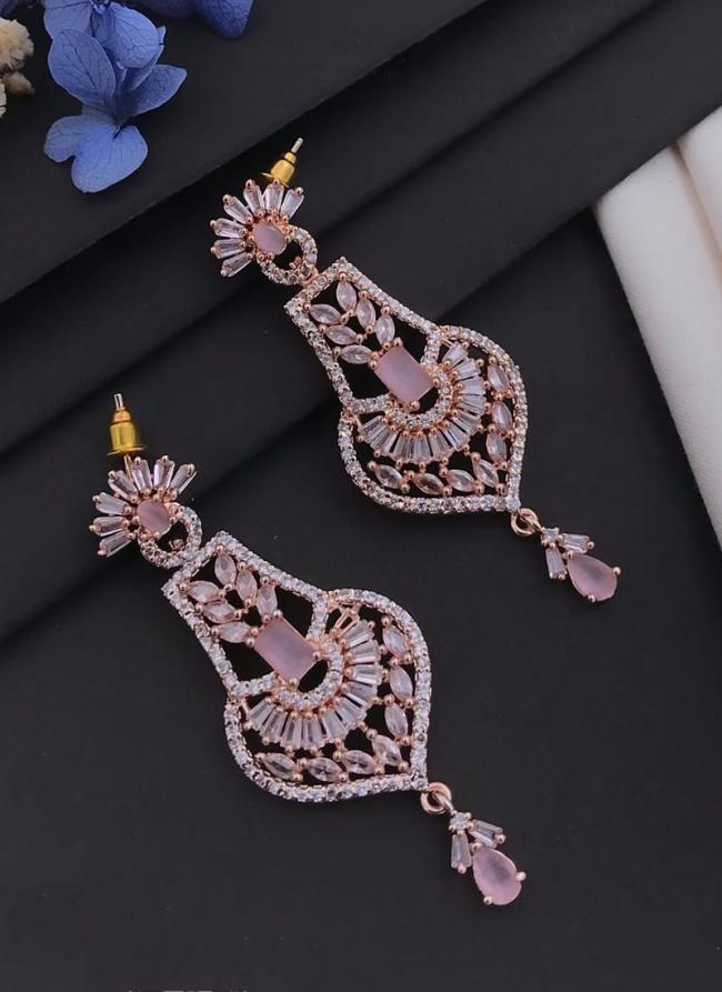 Latest Premium Quality Designer Fancy Rose Gold American Diamond Earrings