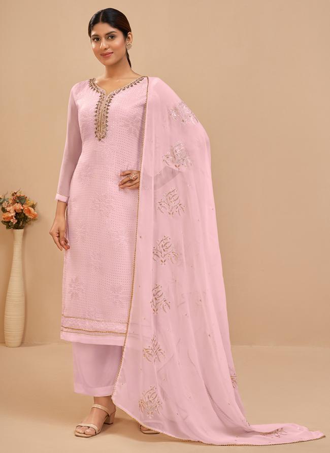 Pink Georgette Festival Wear Thread Work Salwar Suit