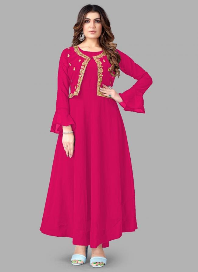 Rani Georgette Party Wear Embroidery Work Gown