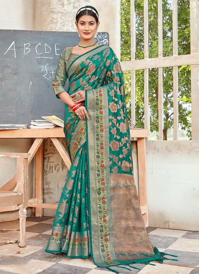 Rama Organza Traditional Wear Weaving Saree