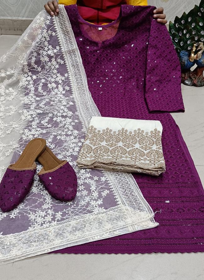 Wine Cambric Cotton Festival Wear Sequins Work Readymade Salwar Suit