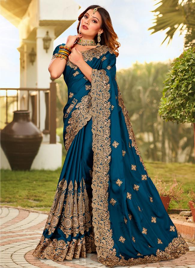 Morpeach Pure Satin Festival Wear Embroidery Work Saree