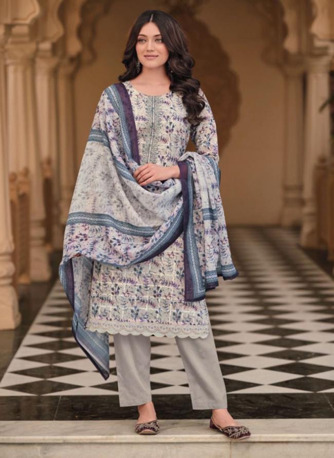 Grey Linen Festival Wear Embroidery Work Readymade Salwar Suit