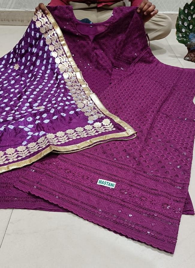 Wine Cambric Cotton Festival Wear Sequins Work Phulkari Suit
