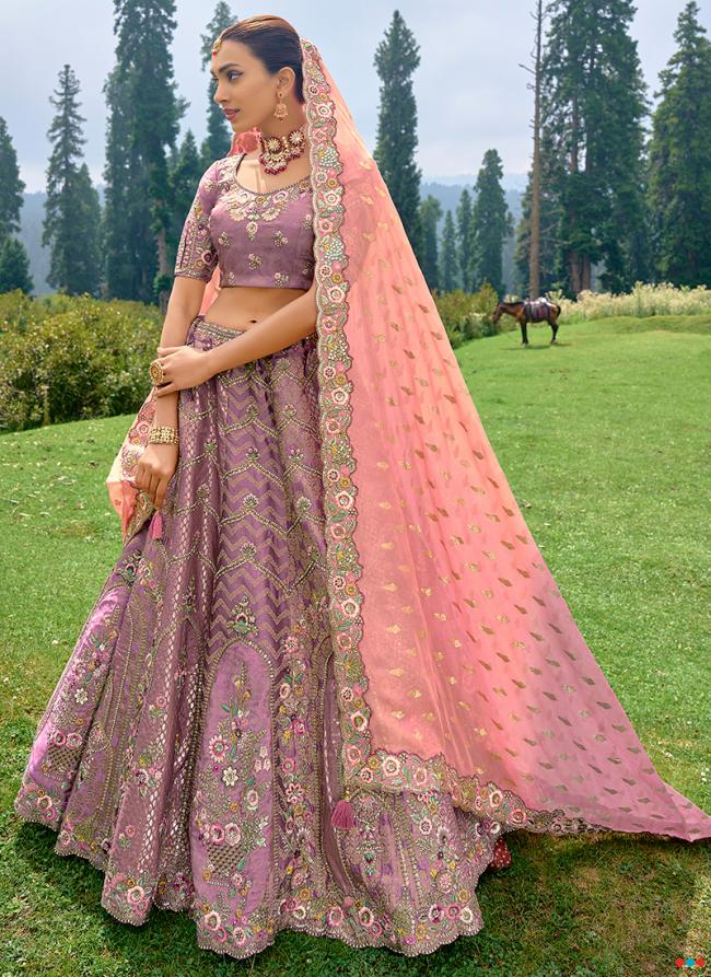 Purple Silk Wedding Wear Embroidery Work Lehenga Choli
