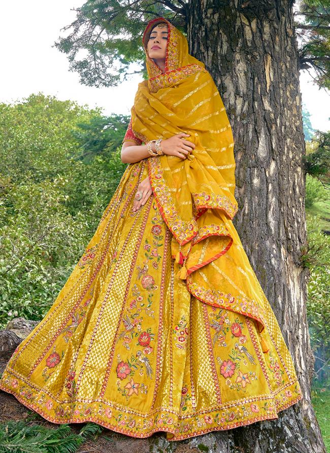 Yellow Silk Wedding Wear Embroidery Work Lehenga Choli