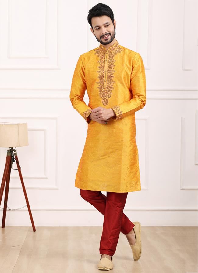 Fire Art Banarasi Silk Festival Wear Thread Work Kurta Pajama