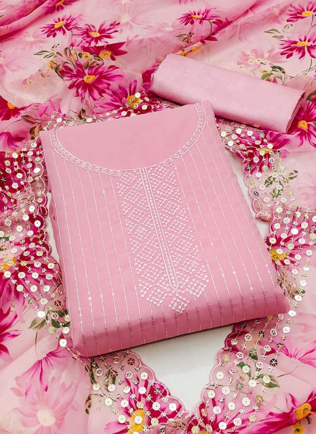 Pink Georgette Festival Wear Sequins Work Dress Material