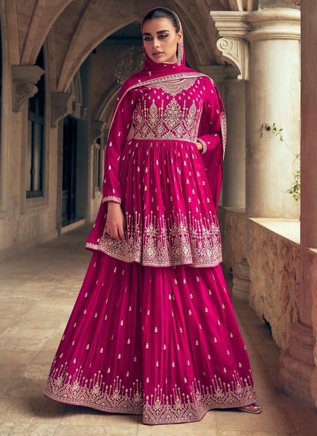 Rani Georgette Wedding Wear Embroidery Work Readymade Salwar Suit