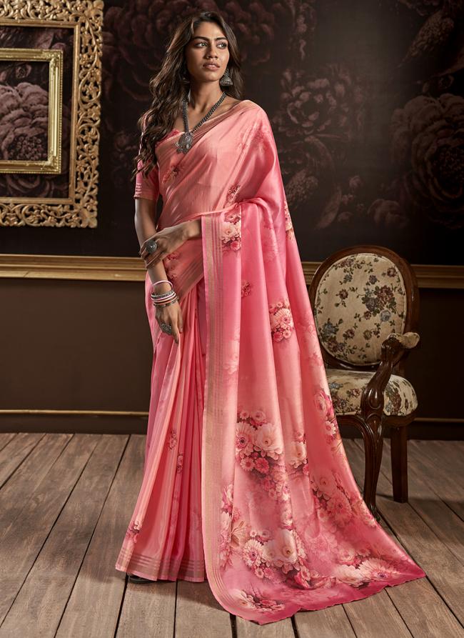 Gajri Pure Silk Festival Wear Digital Printed Saree