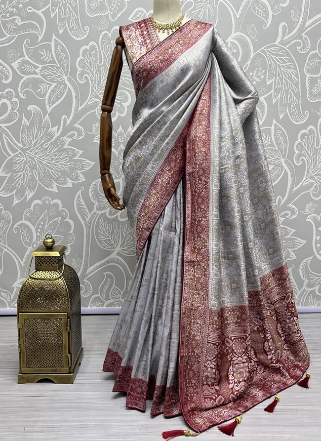 Grey Silk Festival Wear Kanjivaram Saree