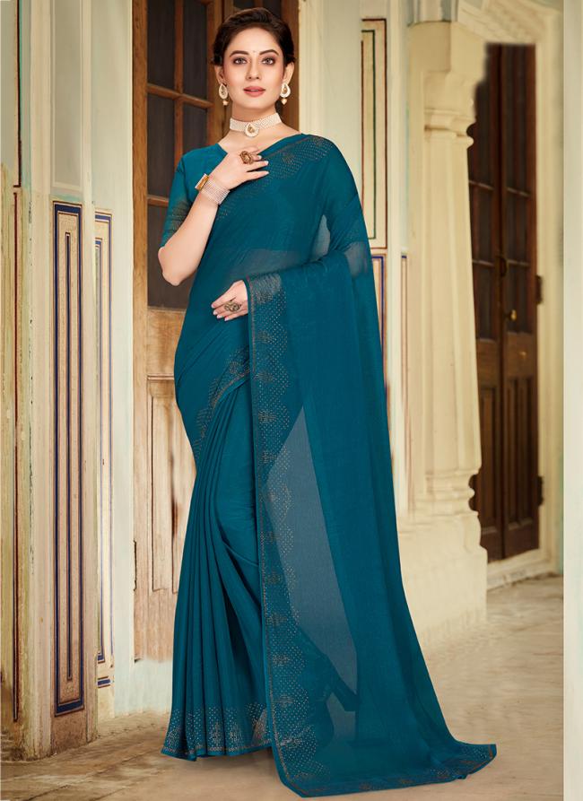 Morpeach Shimmer Silk Party Wear Swarovski Work Saree