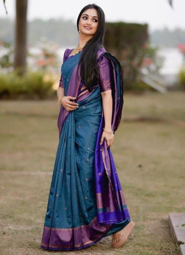 Blue Silk Tradional Wear Weaving Saree