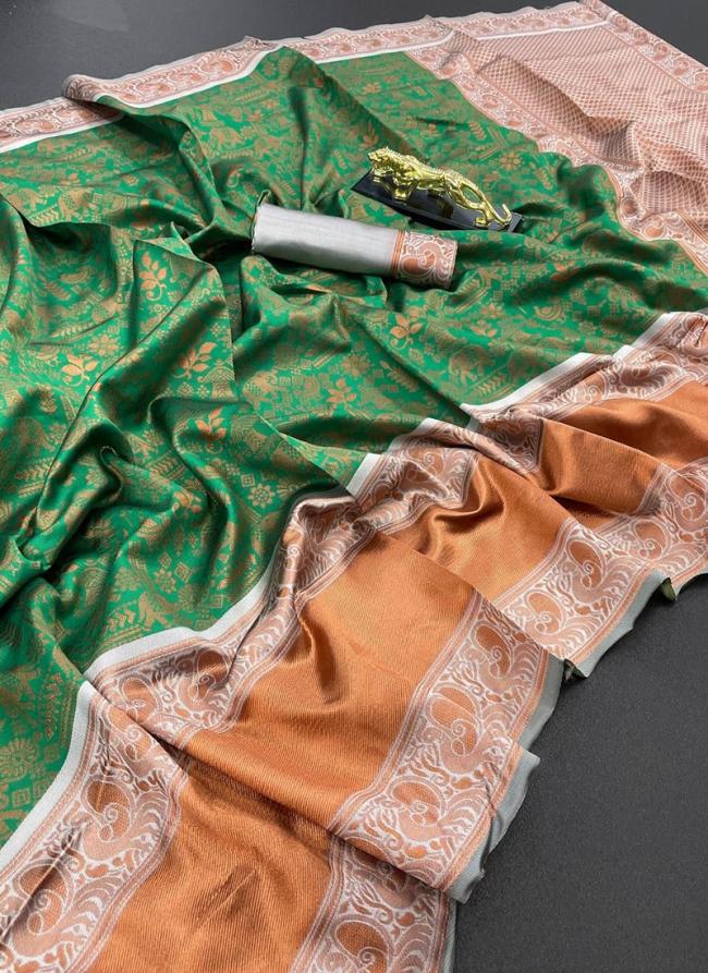 Green Lichi Silk Tradional Wear Weaving Saree