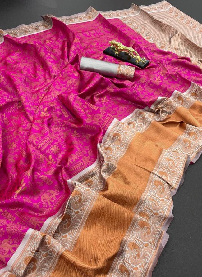 Rani Lichi Silk Tradional Wear Weaving Saree