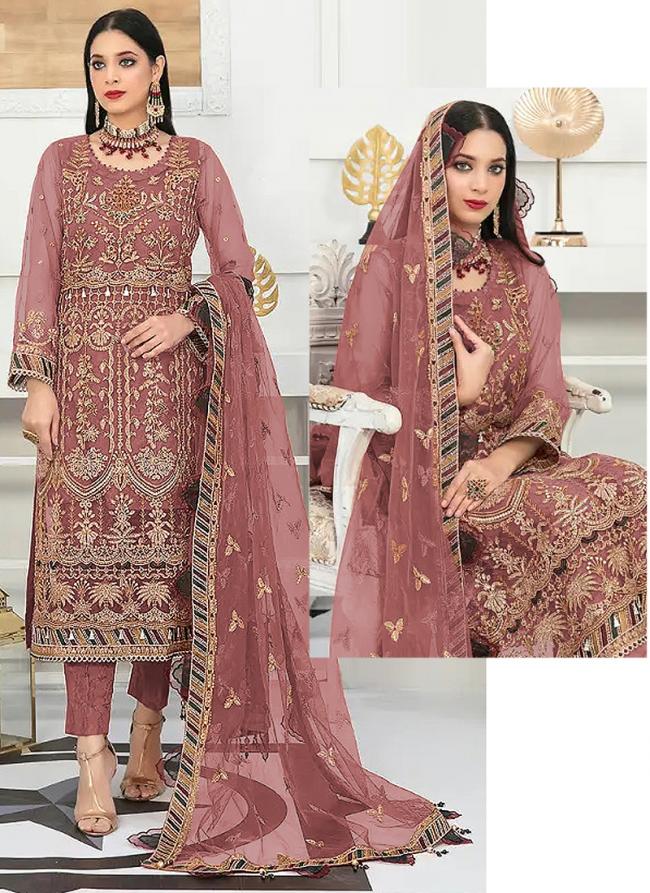Onion Net Wedding Wear Embroidery Work Pakistani Suit