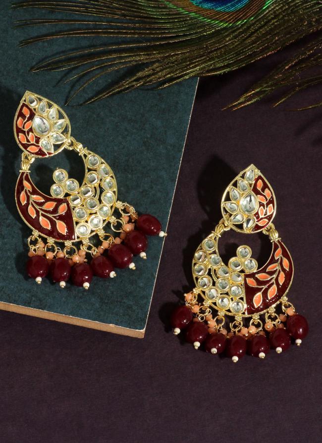 Maroon Meenakari Earrings