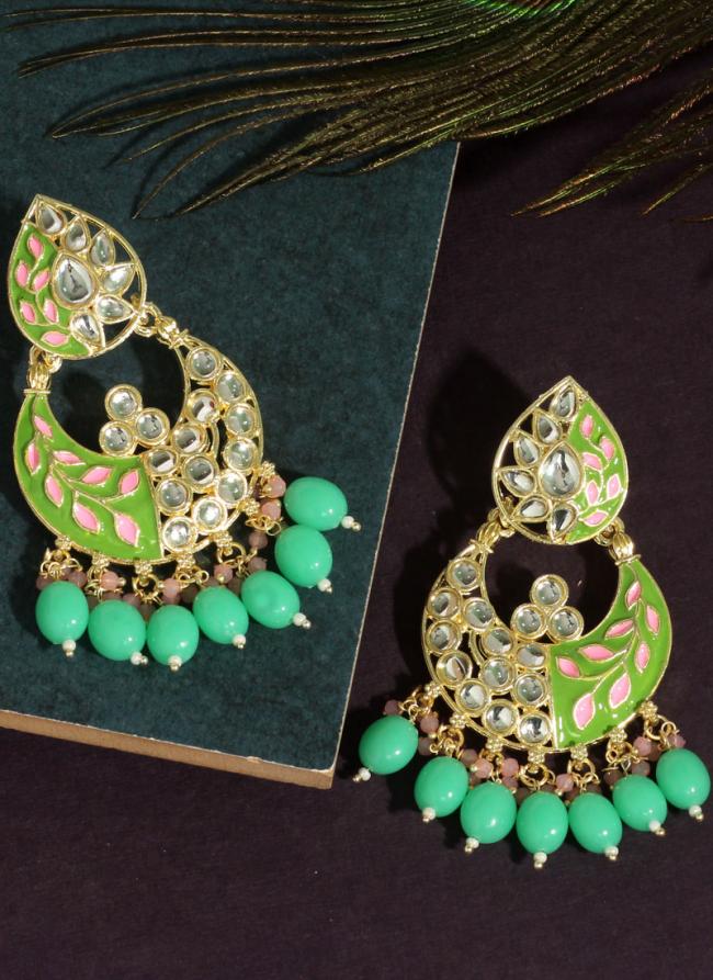 Pista Green Meenakari Earrings