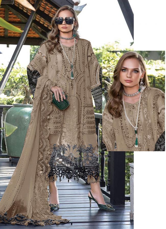 Brown Faux Georgette Tradional Wear Embroidery Work Pakistani Suit