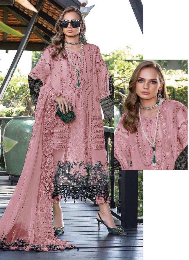 Pink Faux Georgette Tradional Wear Embroidery Work Pakistani Suit