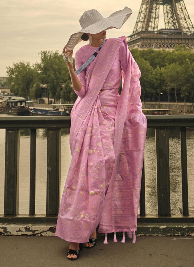 Pink Organza Silk Festival Wear Weaving Saree