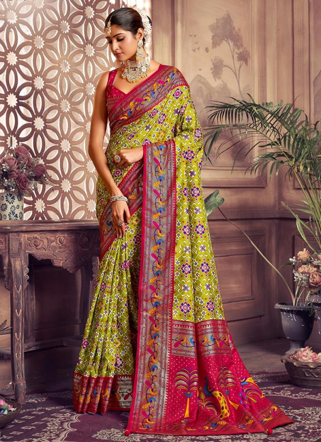 Light Green Dola Silk Festival Wear Weaving Saree