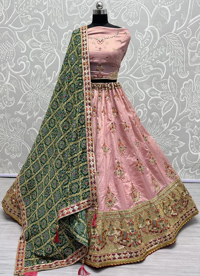 Pink Silk Party Wear Embroidery Work Lehenga Choli