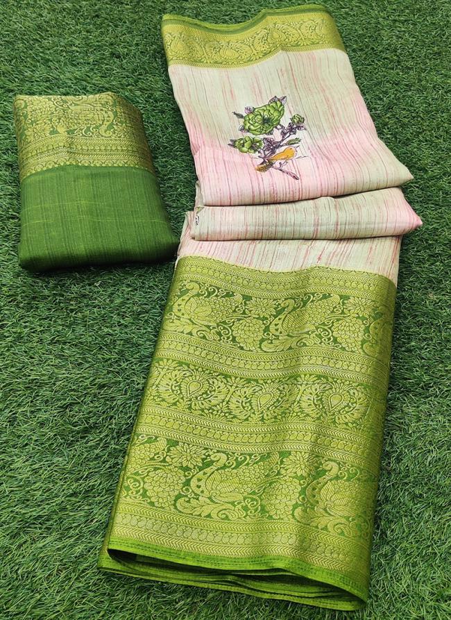 Green Silk Festival Wear Jacquard Saree