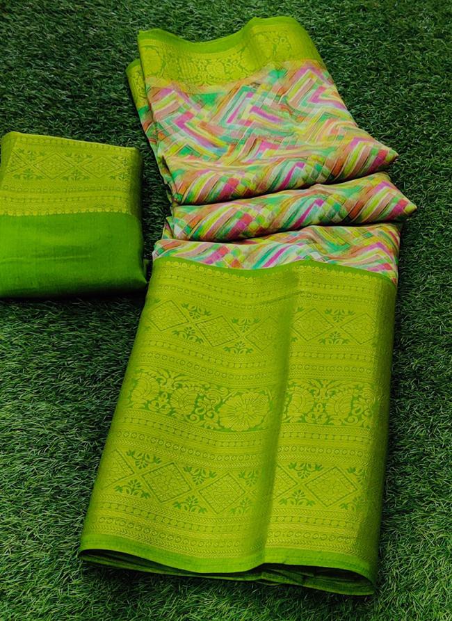 Light Green Silk Festival Wear Jacquard Saree